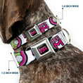 Load image into Gallery viewer, INVADER ZIM Title Logo Full Color Pink/Green Seatbelt Buckle Collar - INVADER ZIM Title Logo and GIR Pose Close-Up White/Pinks
