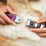 INVADER ZIM Title Logo Full Color Pink/Green Seatbelt Buckle Collar - INVADER ZIM Title Logo and GIR Pose Close-Up White/Pinks