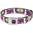 Load image into Gallery viewer, INVADER ZIM Title Logo Full Color Pink/Green Seatbelt Buckle Collar - INVADER ZIM Title Logo and GIR Pose Close-Up White/Pinks
