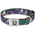 Load image into Gallery viewer, Joker Face Full Color Seatbelt Buckle Collar - Joker Face/Logo/Spades Black/White/Purple
