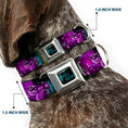 Load image into Gallery viewer, HARLEY QUINN Full Color Black Turquoise Seatbelt Buckle Collar - HARLEY QUINN Pow & Aiming Poses/Joker Sketch Black/Turquoise/Fuchsia
