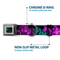 Load image into Gallery viewer, HARLEY QUINN Full Color Black Turquoise Seatbelt Buckle Collar - HARLEY QUINN Pow & Aiming Poses/Joker Sketch Black/Turquoise/Fuchsia
