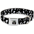 Load image into Gallery viewer, Joker The Killing Joke Holding Head Pose CLOSE-UP Full Color Seatbelt Buckle Collar - Joker's HA HA HA Repeat White/Black

