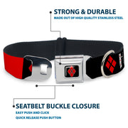 Harley Quinn Diamond Full Color Black Red Seatbelt Buckle Collar - HARLEY QUINN/Diamonds Black/Red/White