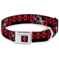 Load image into Gallery viewer, Harley Quinn Diamond Full Color Black Red Seatbelt Buckle Collar - HARLEY QUINN Bomb Poses/Suits Black/Purple/Red
