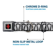 Harley Quinn Diamond Black/Red Seatbelt Buckle Collar - Harley Quinn's Collar Ruffle White/Black