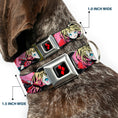 Load image into Gallery viewer, Harley Quinn Diamon Full Color Black/Red Seatbelt Buckle Collar - Harley Quinn Puddin Poses Anime Graphics Pink/Red
