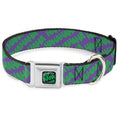 Load image into Gallery viewer, HAHA Stacked Full Color Black/Gray/Green Seatbelt Buckle Collar - Joker HAHAHA Purple/Green
