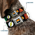 Load image into Gallery viewer, Justice League Shield Full Color Black Blue Red Yellow Seatbelt Buckle Collar - Justice League Superhero Logos CLOSE-UP Black
