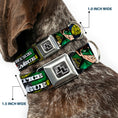 Load image into Gallery viewer, JL Logo Full Color Grays Black White Seatbelt Buckle Collar - JUSTICE LEAGUE Logo/4-Superhero Panels Pop Art
