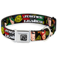 Load image into Gallery viewer, JL Logo Full Color Grays Black White Seatbelt Buckle Collar - JUSTICE LEAGUE Logo/4-Superhero Panels Pop Art
