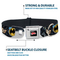 Load image into Gallery viewer, JUSTICE LEAGUE Star Logo Black/Silver-Fade/Red Seatbelt Buckle Collar - Justice League 4-Superhero CLOSE-UP Poses/Logos
