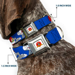 Looney Tunes Logo Full Color White Seatbelt Buckle Collar - BUGS BUNNY w/Bugs Poses Blue