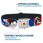 Looney Tunes Logo Full Color White Seatbelt Buckle Collar - BUGS BUNNY w/Bugs Poses Blue