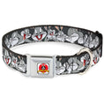 Load image into Gallery viewer, Looney Tunes Logo Full Color White Seatbelt Buckle Collar - Bugs Bunny CLOSE-UP Expressions Black
