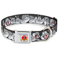 Load image into Gallery viewer, Looney Tunes Logo Full Color White Seatbelt Buckle Collar - Bugs Bunny CLOSE-UP Poses Charcoal
