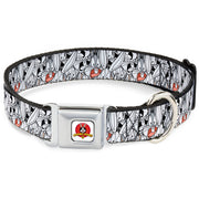 Looney Tunes Logo White Seatbelt Buckle Collar - Bugs Bunny Expressions Stacked White/Black/Gray