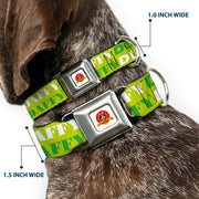 Looney Tunes Logo Full Color White Seatbelt Buckle Collar - DAFFY DUCK w/Face CLOSE-UP Greens