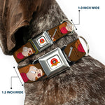Looney Tunes Logo Full Color White Seatbelt Buckle Collar - ELMER FUDD w/Poses Browns