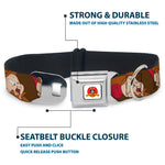 Looney Tunes Logo Full Color White Seatbelt Buckle Collar - ELMER FUDD w/Poses Browns