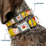 Looney Tunes Logo Full Color White Seatbelt Buckle Collar - Elmer Fudd Expressions Yellow