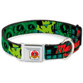 Load image into Gallery viewer, Looney Tunes Logo Full Color White Seatbelt Buckle Collar - MARVIN THE MARTIAN w/Poses Black/Turquoise
