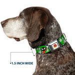 Looney Tunes Logo Full Color White Seatbelt Buckle Collar - MARVIN THE MARTIAN w/Poses White/Green