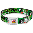 Load image into Gallery viewer, Looney Tunes Logo Full Color White Seatbelt Buckle Collar - MARVIN THE MARTIAN w/Poses White/Green
