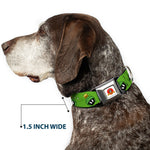 Looney Tunes Logo Full Color White Seatbelt Buckle Collar - MARVIN THE MARTIAN w/Poses/Expressions Green