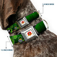 Load image into Gallery viewer, Looney Tunes Logo Full Color White Seatbelt Buckle Collar - Marvin the Martian & K-9 Poses/Clovers Greens
