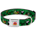Load image into Gallery viewer, Looney Tunes Logo Full Color White Seatbelt Buckle Collar - Marvin the Martian & K-9 Poses/Clovers Greens
