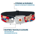 Load image into Gallery viewer, Looney Tunes Logo Full Color White Seatbelt Buckle Collar - Porky Pig Expressions Red
