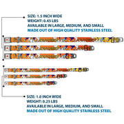 Looney Tunes Logo White Seatbelt Buckle Collar - ROAD RUNNER w/Road Runner Poses Orange