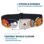 Looney Tunes Logo White Seatbelt Buckle Collar - ROAD RUNNER w/Road Runner Poses Orange