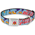 Load image into Gallery viewer, Looney Tunes Logo White Seatbelt Buckle Collar - MEEP MEEP!! w/Road Runner Poses Baby Blue
