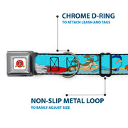 Looney Tunes Logo White Seatbelt Buckle Collar - Road Runner/Wile E. Coyote Scene2 Desert