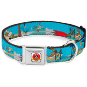 Looney Tunes Logo White Seatbelt Buckle Collar - Road Runner/Wile E. Coyote Scene2 Desert