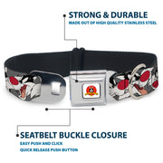 Looney Tunes Logo Full Color White Seatbelt Buckle Collar - Sylvester the Cat Expressions Gray