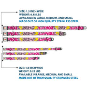 Looney Tunes Logo Full Color White Seatbelt Buckle Collar - Tweety Bird I LOVE YOU Pink/Black