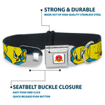 Looney Tunes Logo Full Color White Seatbelt Buckle Collar - Tweety Bird CLOSE-UP Expressions Baby Blue
