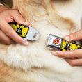 Load image into Gallery viewer, Looney Tunes Logo Full Color White Seatbelt Buckle Collar - Tweety Bird & Crossbones Black/White/Yellow
