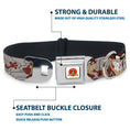 Load image into Gallery viewer, Looney Tunes Logo Full Color White Seatbelt Buckle Collar - Tasmanian Devil Expressions Gray Swirl
