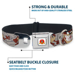 Looney Tunes Logo Full Color White Seatbelt Buckle Collar - Tasmanian Devil Expressions Gray Swirl