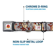 Looney Tunes Logo Full Color White Seatbelt Buckle Collar - Tasmanian Devil Expressions Gray Swirl