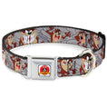 Load image into Gallery viewer, Looney Tunes Logo Full Color White Seatbelt Buckle Collar - Tasmanian Devil Expressions Gray Swirl

