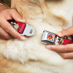 Looney Tunes Logo Full Color White Seatbelt Buckle Collar - Tasmanian Devil Expressions Red Swirl