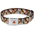 Load image into Gallery viewer, Looney Tunes Logo White Seatbelt Buckle Collar - Tasmanian Devil Vortex Poses Stacked Black
