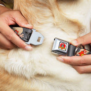 Looney Tunes Logo Full Color White Seatbelt Buckle Collar - YOSEMITE SAM w/Poses Gray