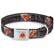 Looney Tunes Logo Full Color White Seatbelt Buckle Collar - YOSEMITE SAM w/Poses Gray