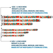 Looney Tunes Logo Full Color White Seatbelt Buckle Collar - Yosemite Sam Poses Turquoise